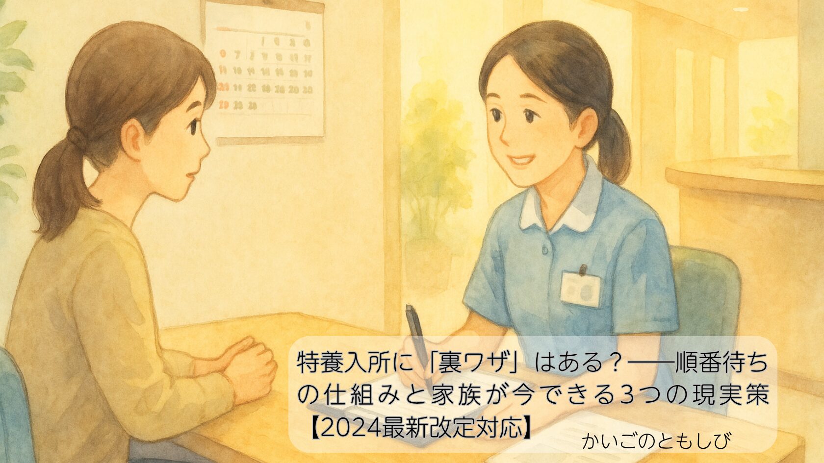 特別養護老人ホームの相談員に入所の相談をしている様子