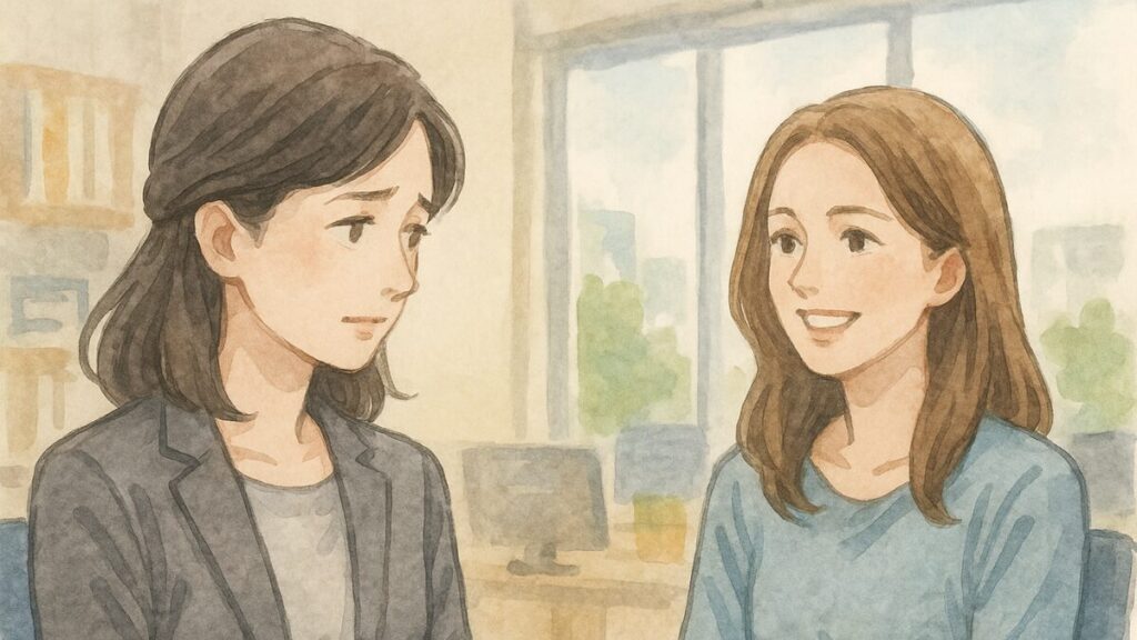 周りから励まされますが、言葉が届いていない様子