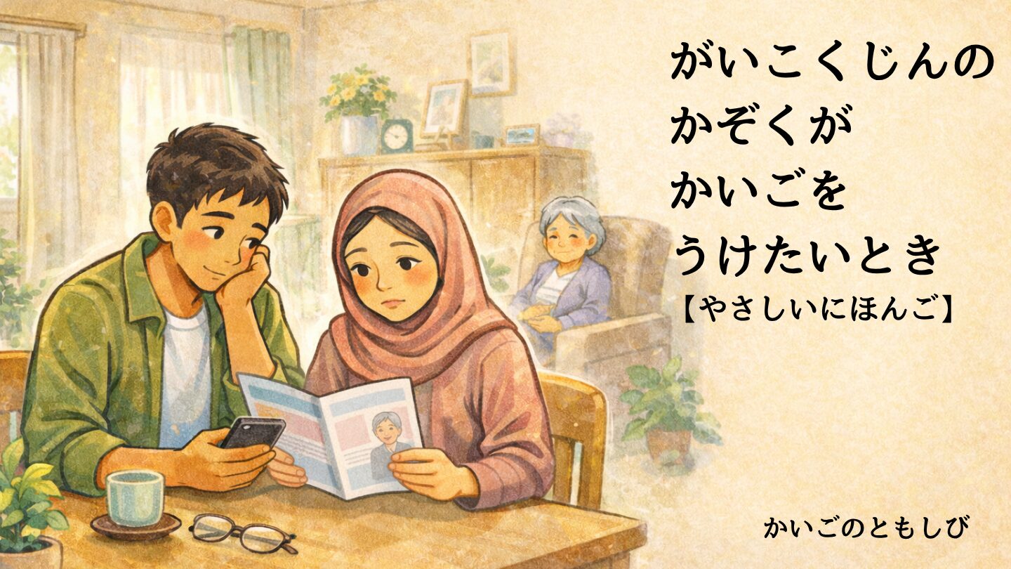 日本に住む外国人が日本の介護保険を調べている様子